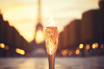 Burning torch symbolizing the start of the Olympic Games