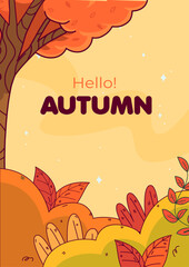 Autumn Background vertical Vector Design in hand drawn style