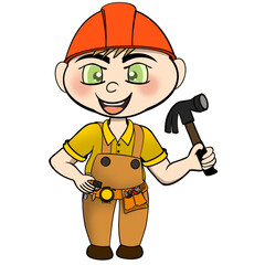 Fototapeta premium Vector illustration hand drawing occupation carpenter
