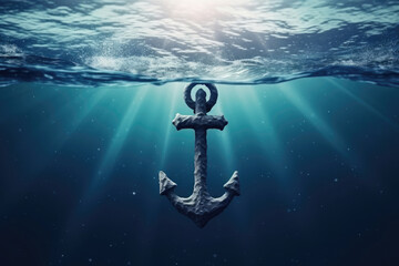 Old anchor in a water