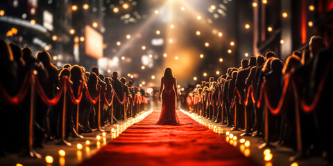 The Star-Studded Walk: Red Carpet Movie Premiere and Paparazzi Lights - obrazy, fototapety, plakaty