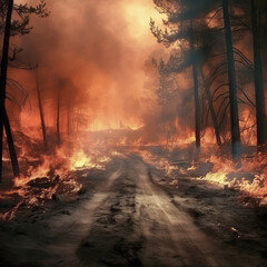 Obraz premium Fire in the forest