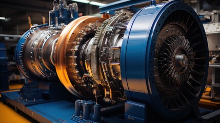 Fototapeta na wymiar Gas compressor turbine engines on oil and gas