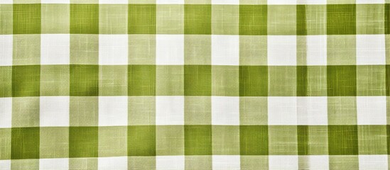 Checkerboard pattern tablecloth and olive textile napkin background Plaid fabric macro