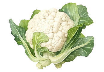 Watercolor illustration of a cauliflower isolated on transparent background