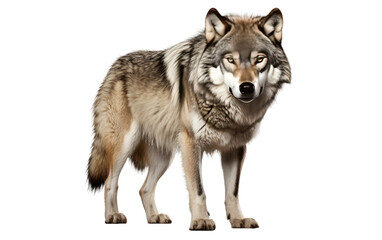 Standing Stunning Wolf on White Transparent Background.