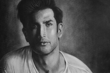 portrait of a man. Pencil drawing. Hand drawing. Indian Artist. Face portrait
