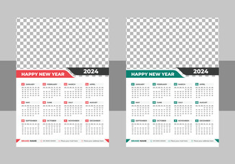 Calendar 2024 year, English planner template, 2024 Calender Template - obrazy, fototapety, plakaty