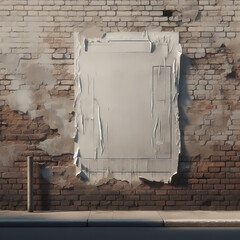 Blank poster on brick wall. Mock up