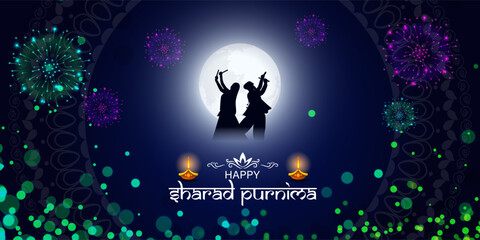 Vector illustration of Happy Sharad Purnima social media feed template - obrazy, fototapety, plakaty