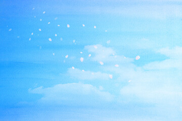 桜と青空と雲　水彩タッチの抽象的な背景、日本の伝統美、日本文化 - 656868804