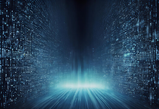 Binary Code. Digital. Computer Screen. Blue. Data. Technology. Information. Coding. Programming. Computer Background. Binary Digits. Tech Wallpaper. Digital Display. Code. AI Generated.