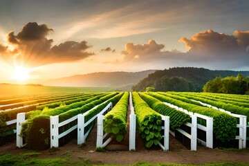 Obraz premium vineyard in sunset