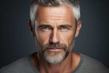 Fototapeta premium Close-up photograph of man with beard. This image can be used to represent masculinity, fashion, grooming, or rugged look.