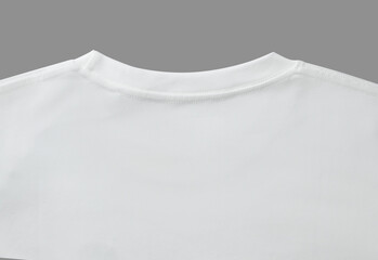 Close up of white T-shirt crew neck on back view