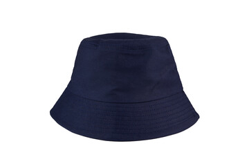 Dark blue bucket hat isolated on white background