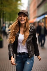 Fashion trend: baseball cap, leather blazer, denim