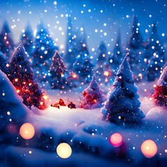 Fototapeta premium snow background with Christmas tree generative AI illustration