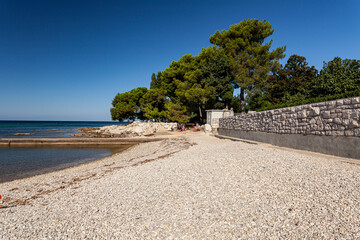 Beach on the stone coast of Zambratija, Istria, Croatia, Europe