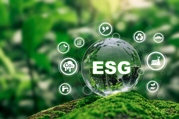 ESG icon concept.ESG icon for environmental, social, and governance in sustainable and ethical...