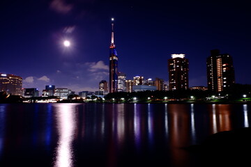 シーサイドももち海浜公園　夕暮れ　マジックアワー