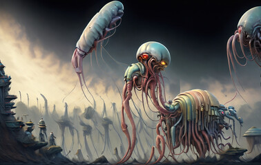 space, planet, abstraction, insects, some incomprehensible organisms