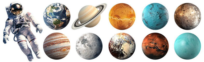 Isolated set of planets in the solar system - obrazy, fototapety, plakaty