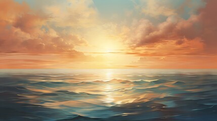 Naklejka na ściany i meble Sun reflections on the sea: a bright and beautiful seascape for calming and uplifting designs
