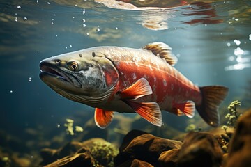 Fishermen cultivate and research salmon in organic farms, catch salmon to sell in market, dishes in restaurants.