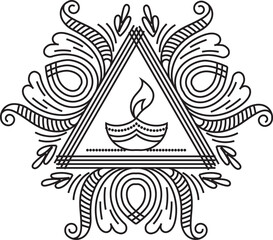 Indian Traditional and Cultural Rangoli, Alpona, Kolam, or Paisley vector line art. Bengal Art India. for textile printing, logo, wallpaper	
