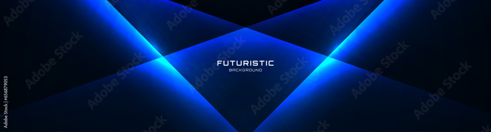 Poster 3d blue techno abstract background overlap layer on dark space with glowing shape effect decoration.