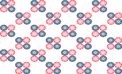 Red and blue background with star flower buttons arranged in chessboard repeat seamless, replete image design for fabric printing, background wallpaper or t-shirt paint
