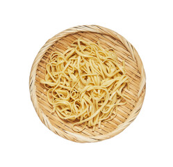 egg yellow noodle pasta isolated on white background. pile of egg yellow noodle pasta isolated....
