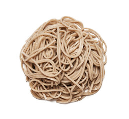 soba noodle isolated on white background. pile of soba noodle isolated. heap of soba noodle isolated top view flat lay overhead