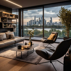 Luxurious apartment with a view of the city