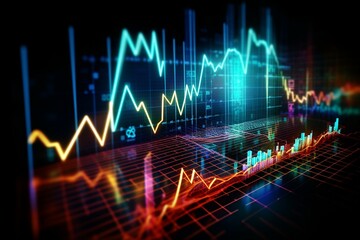 Fototapeta na wymiar Business stock chart shows economy graph and financial analysis with digital technology. Generative AI