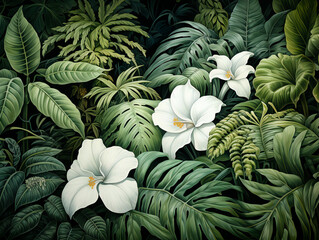 tropical leaves and plants background
