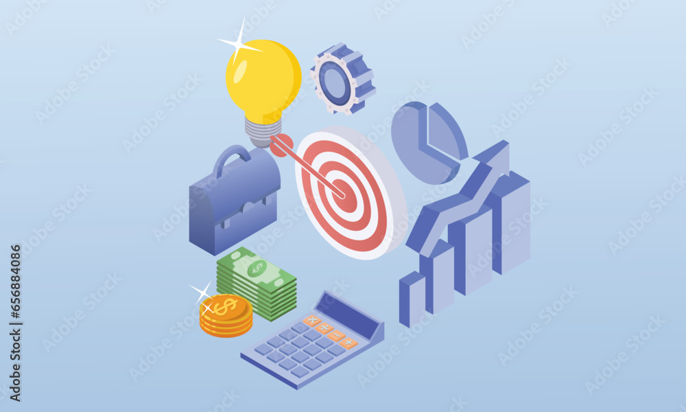Poster 3d business object.3d design.isometric vector design illustration.