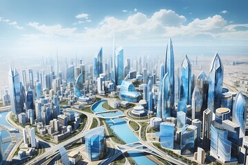  aerial view of modern europian citiy