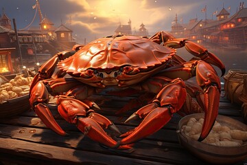 Fishermen cultivate and research crabs in organic farms, catch sell in market, as ingredients in restaurants. - obrazy, fototapety, plakaty