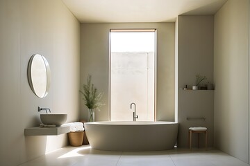 Fototapeta na wymiar : small bathroom, in the style of soft tonal shifts