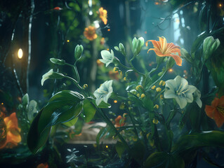 Fototapeta na wymiar underwater with plants and flowers