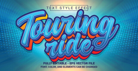 Touring Ride Text Style Effect. Editable Graphic Text Template.