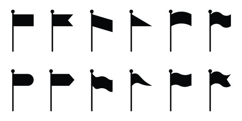 set of black flag icons, flag icons vector