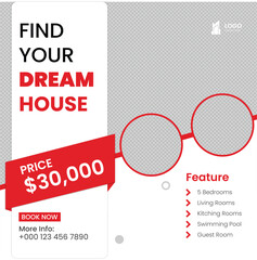 vector real estate social media instagram post and banner template