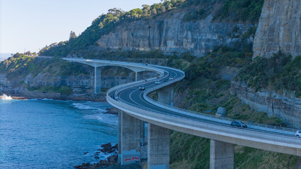 view of sea cliff bridge from a droneview of sea cliff bridge from a drone