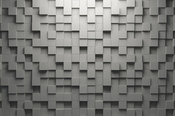 Wall of concrete cubes, 3D rendering.
