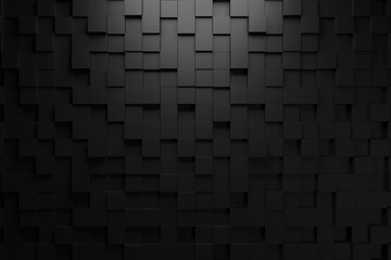 Wall of concrete cubes, 3D rendering.
