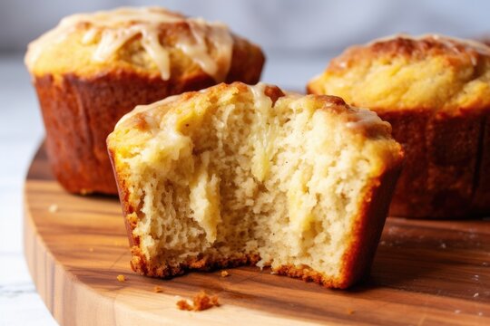 Banana Muffin Cut In Half, Showing Moist Interior