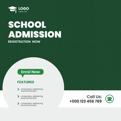 vector school admission social media post and web banner template